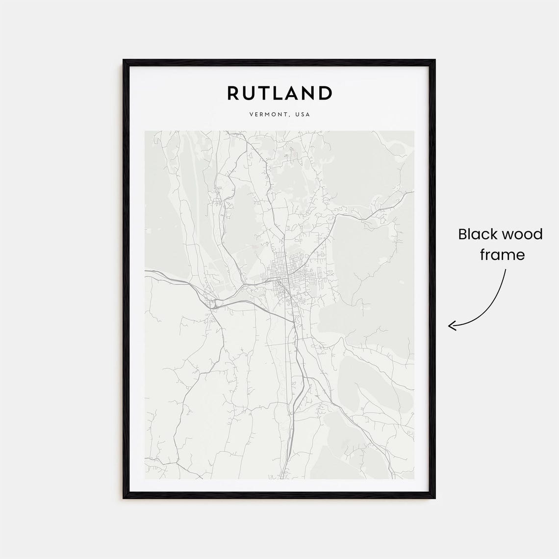 Rutland Vermont Minimalist Street Map Green Mountain City Poster - Image 3