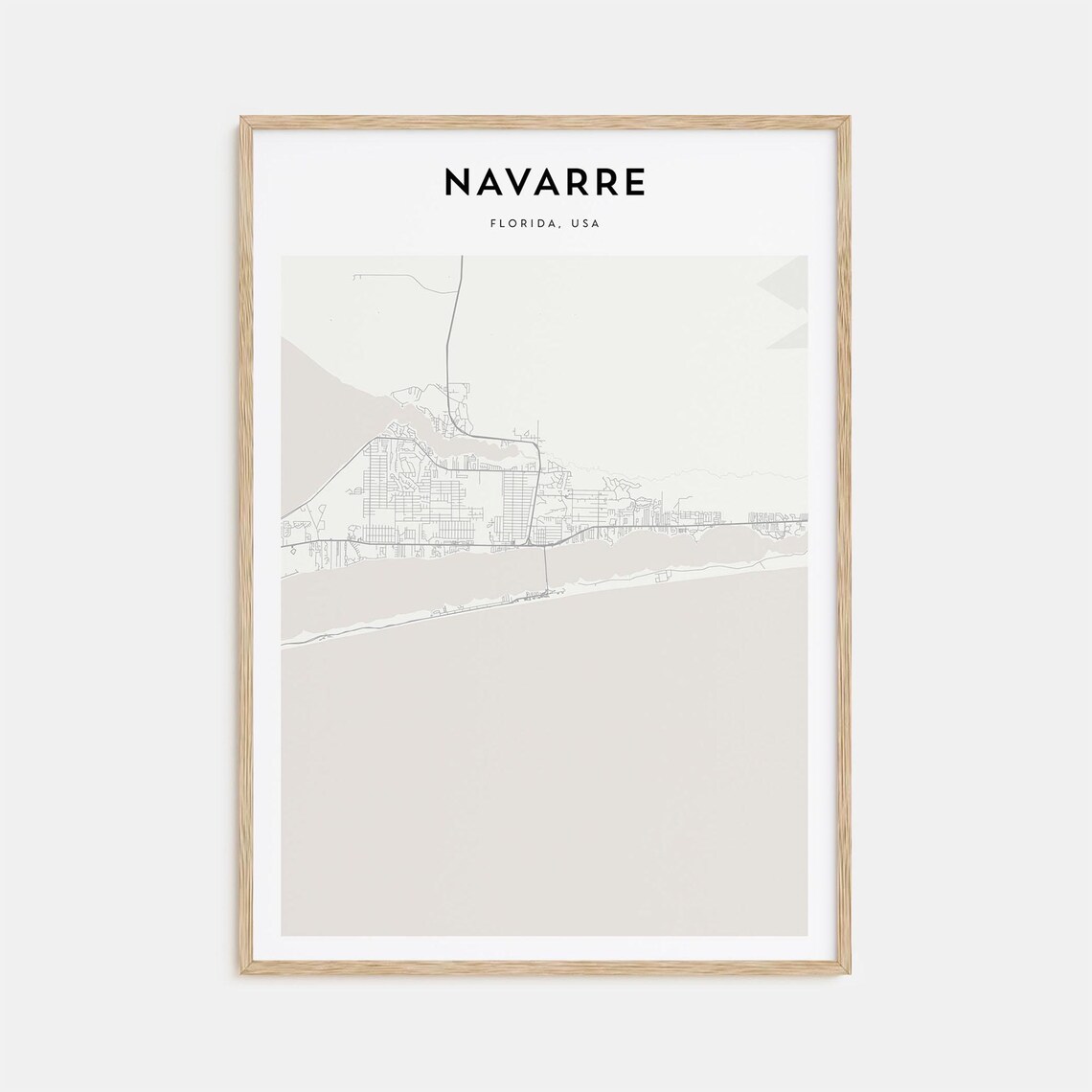 Navarre Florida USA Minimalist Coastal Map Emerald Coast Travel Poster