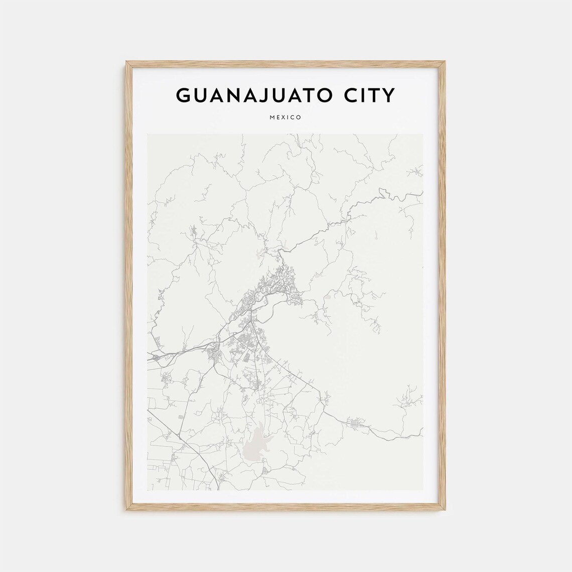 Minimalist Guanajuato City Mexico Street Map Poster in Neutral Tones