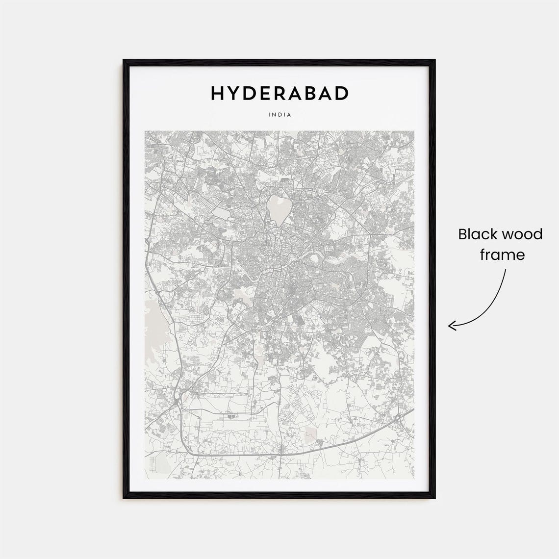 Hyderabad India Street Map Poster Minimalist Modern Wall Decor - Image 3