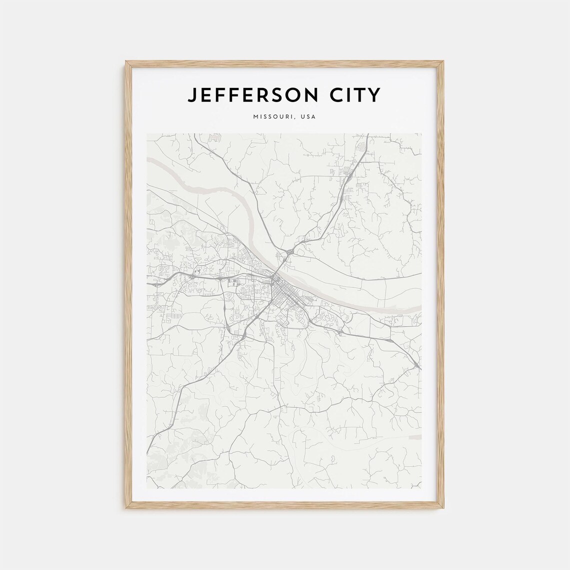 Jefferson City Missouri USA Minimalist City Map Line Art Print