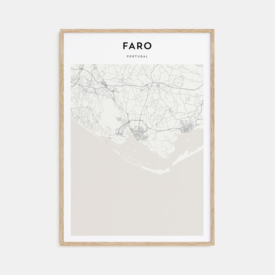 Faro Portugal Minimalist Coastal City Map Poster Modern Street Art