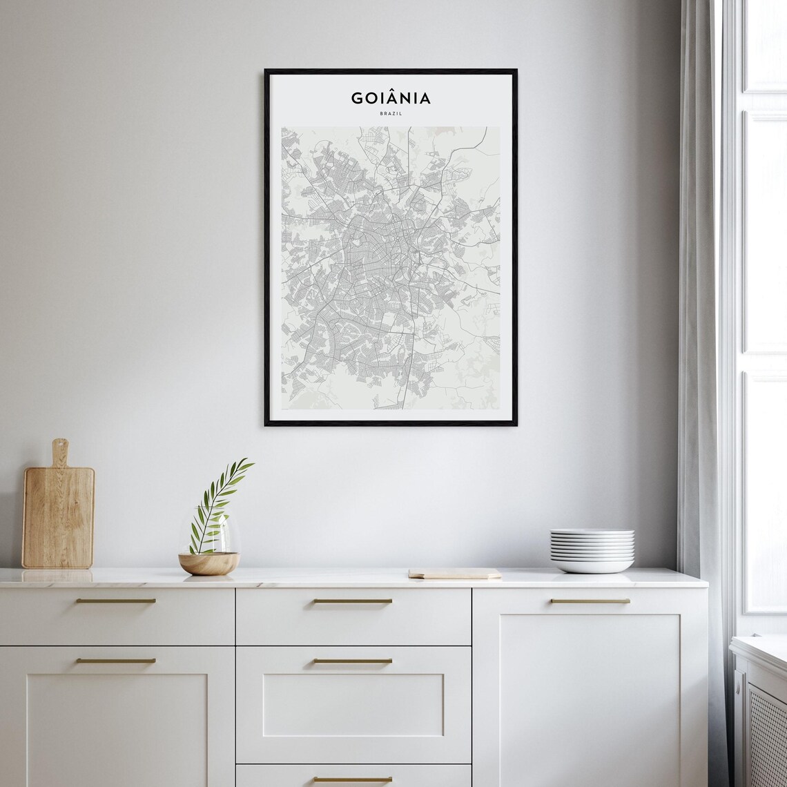 Goiania Brazil Modern Minimalist Monochrome Street Map Art Poster - Image 2