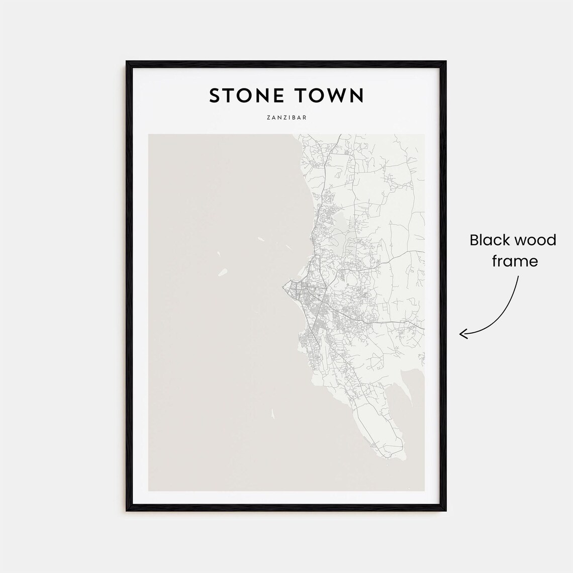Stone Town Zanzibar City Street Map Scandinavian Minimalist Poster - Image 3