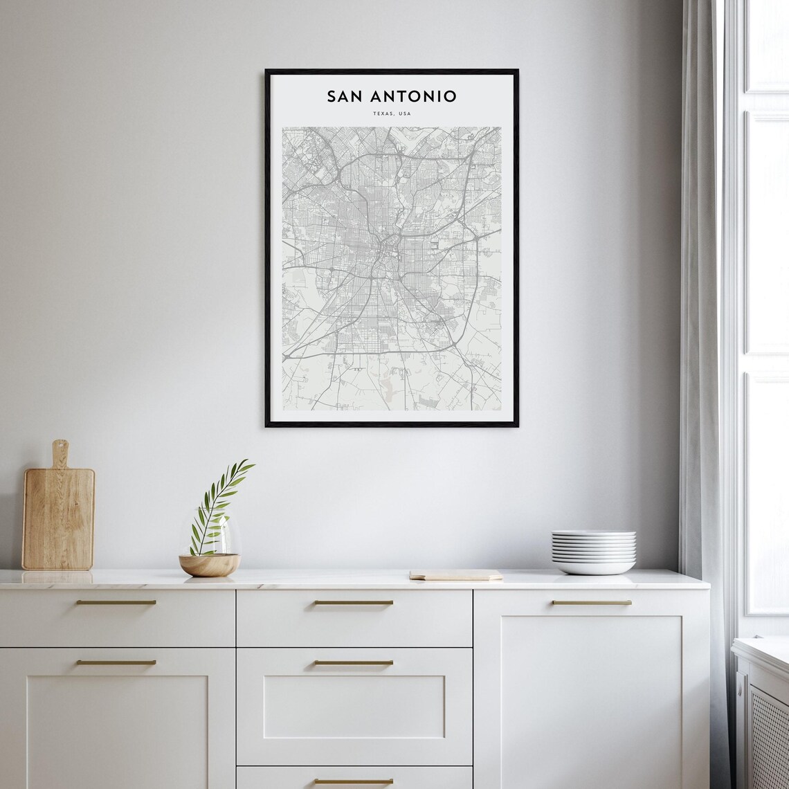 Modern Minimalist San Antonio Texas River City Street Map Poster - Image 2