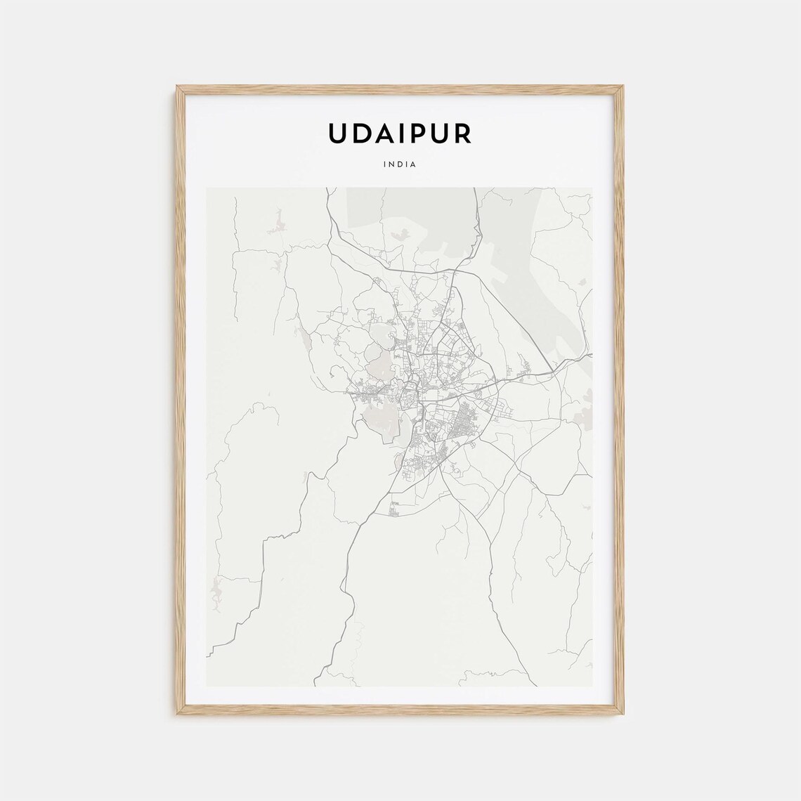 Udaipur India Elegant Minimalist City Street Map Travel Poster