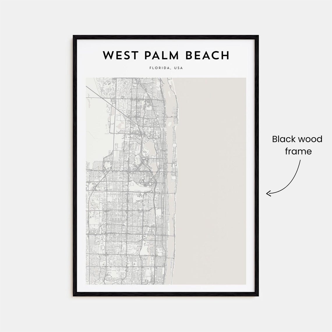 West Palm Beach Florida USA Minimalist Street Map Line Art Poster - Image 3