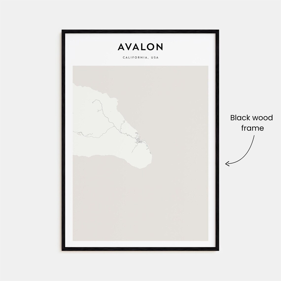 Avalon California Minimalist Line Map City Street Art Poster - Image 3
