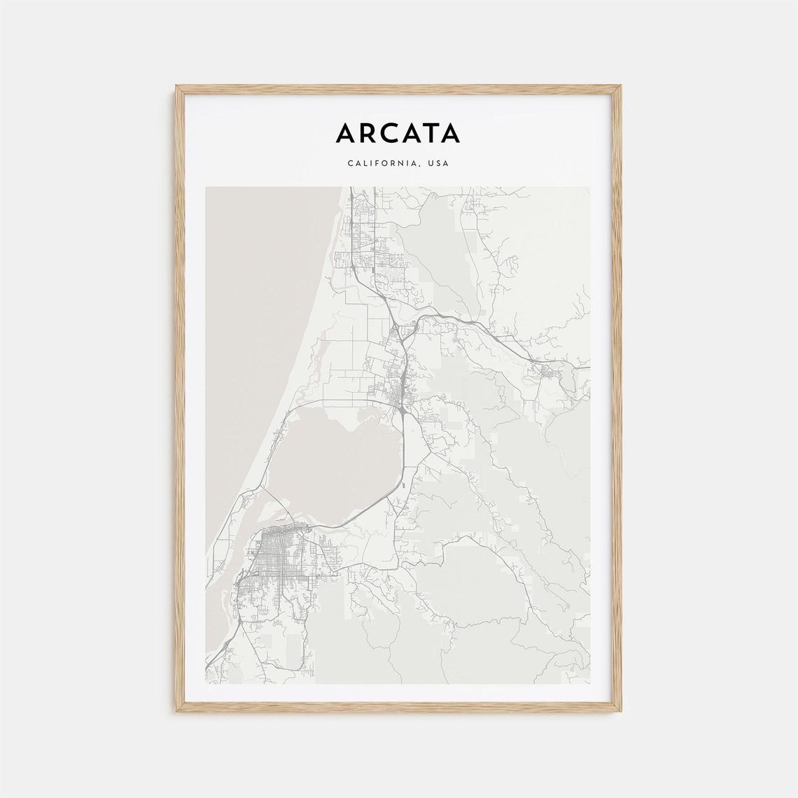 Arcata California Fine Line City Street Map Modern Wall Decor Poster