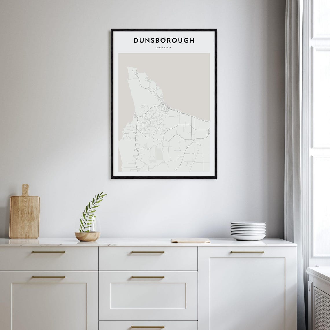 Dunsborough Australia Coastal Minimalist Beige Street Map Poster - Image 2