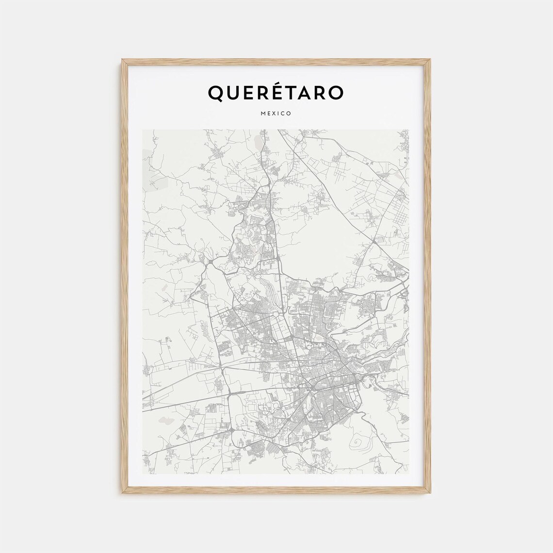 Queretaro Mexico Minimalist Street City Map Decor Travel Art Poster