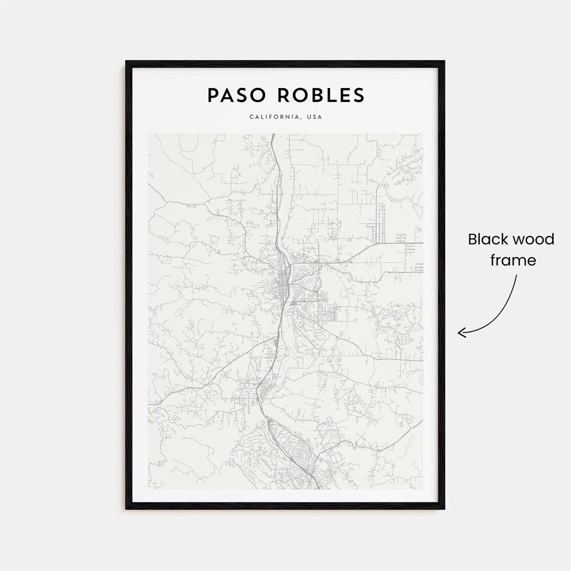 Paso Robles California USA Minimalist Street Map Decor Art Poster - Image 3