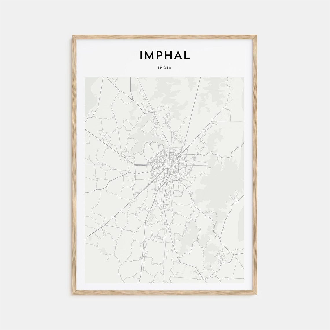 Imphal India Minimalist City Street Map Scandinavian Decor Poster