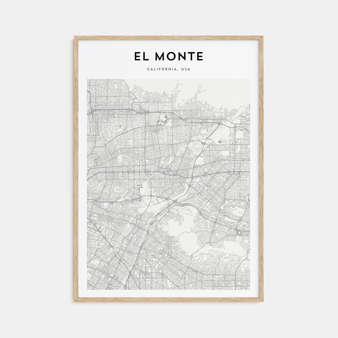 El Monte California Street Map Minimalist Modern City Poster