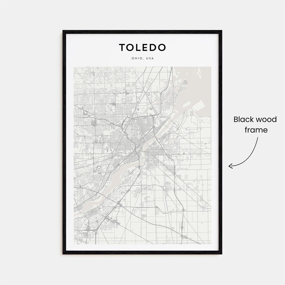 Toledo Ohio USA Detailed Street Map Minimalist Modern City Poster - Image 3