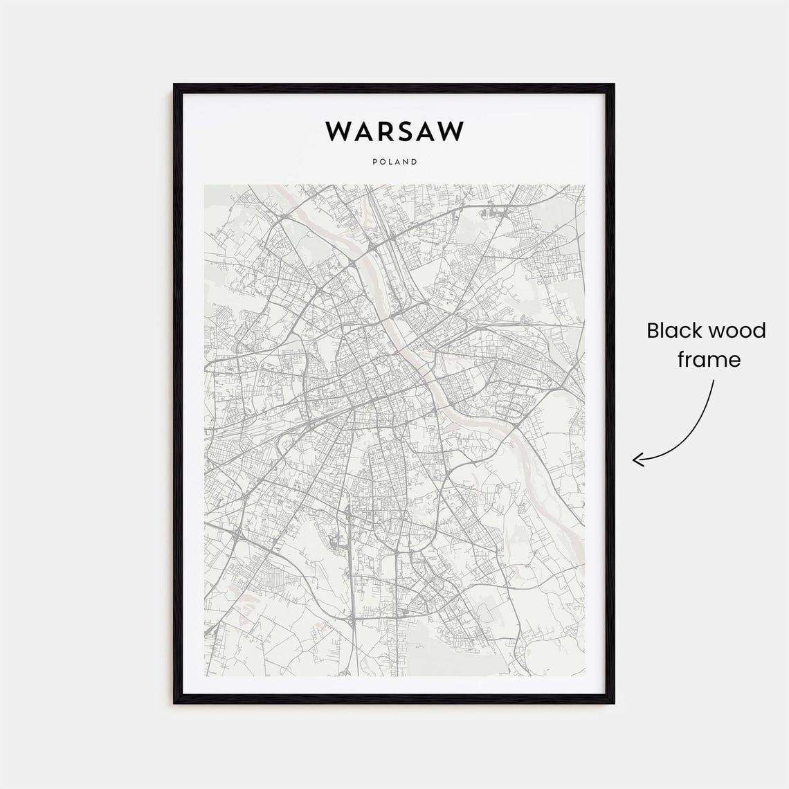 Warsaw Poland Street Map Poster Minimalist Modern Wall Decor - Image 3