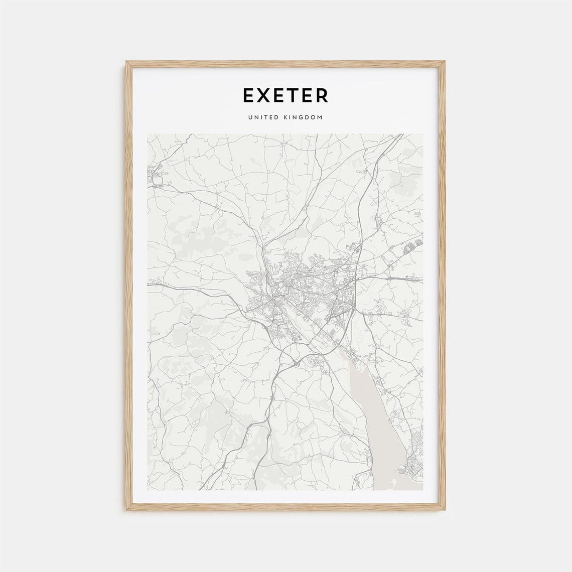 Exeter United Kingdom Minimalist City Street Map Poster Wall Decor