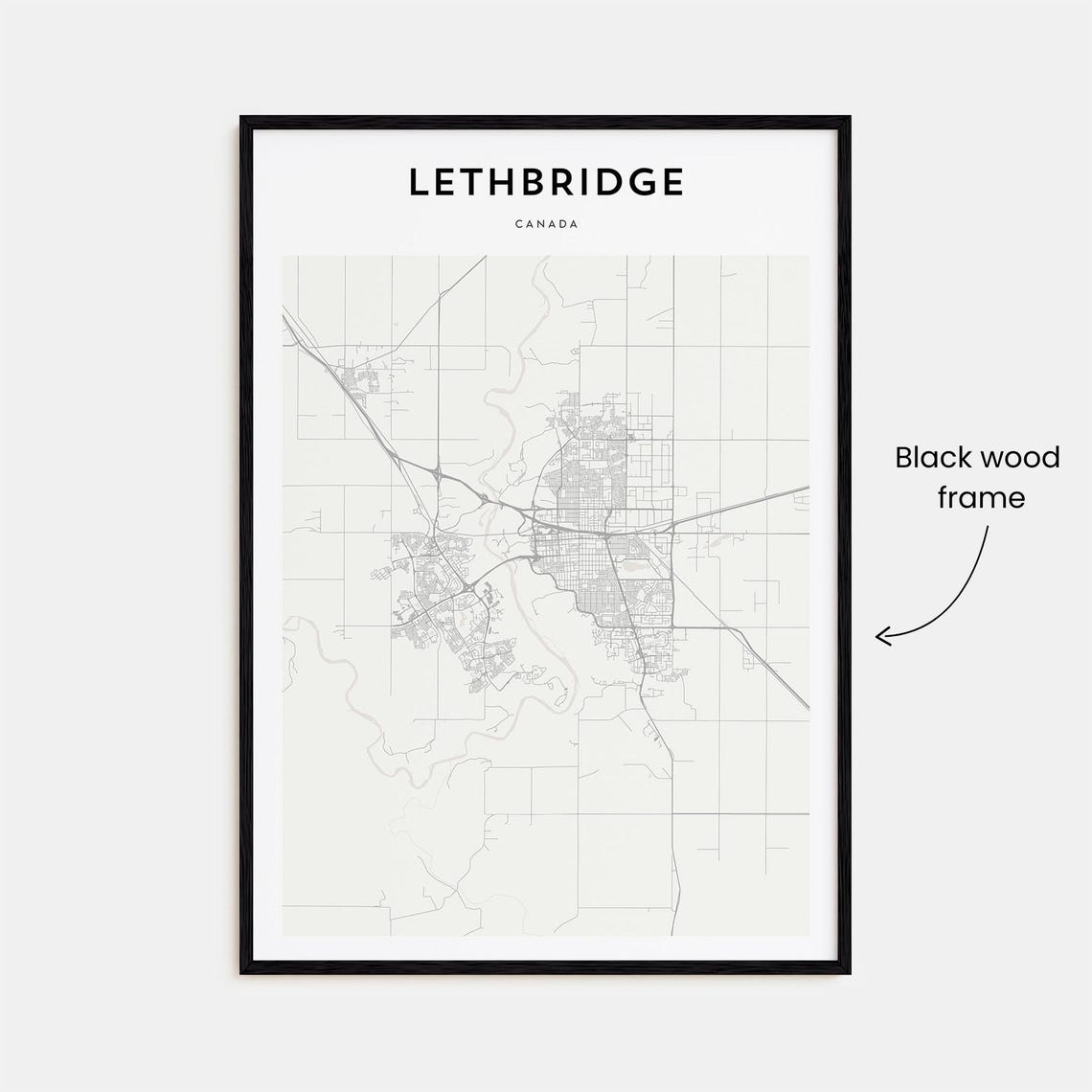 Lethbridge Canada City Street Map Minimalist Line Art Poster - Image 3