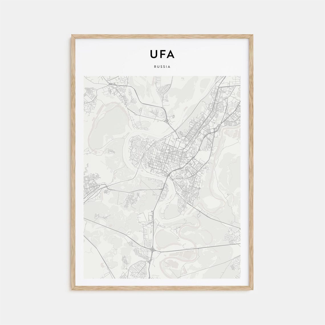 Ufa Russia Minimalist City Street Map Artistic Travel Poster
