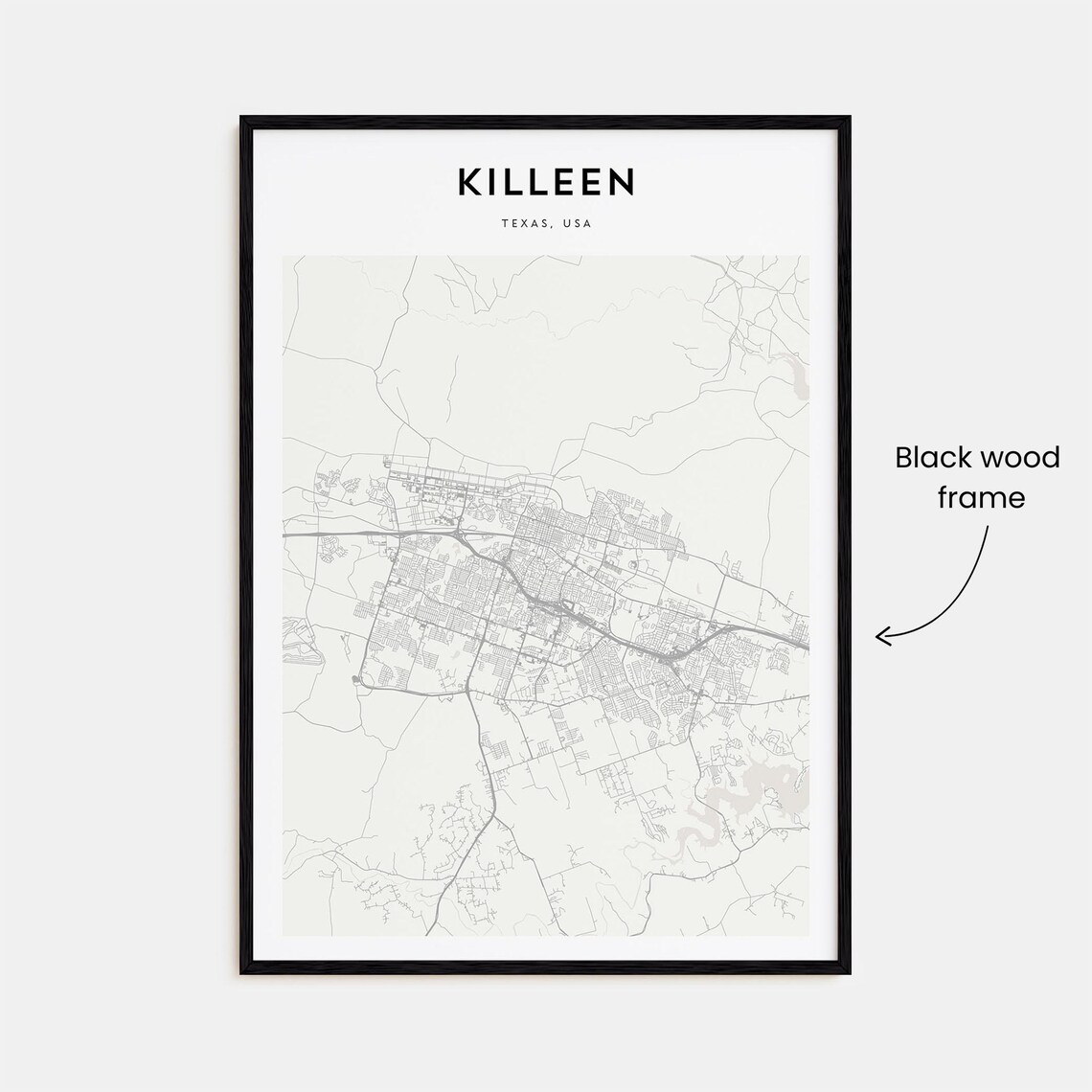Killeen Texas Central Texas Minimalist City Street Map Travel Poster - Image 3