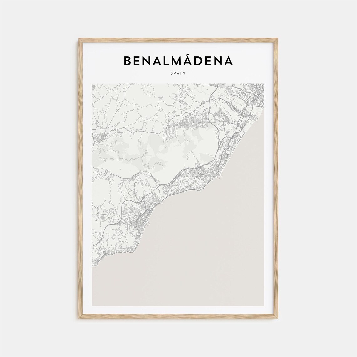 Benalmadena, Spain Minimalist City Street Map Fine Line Art Poster