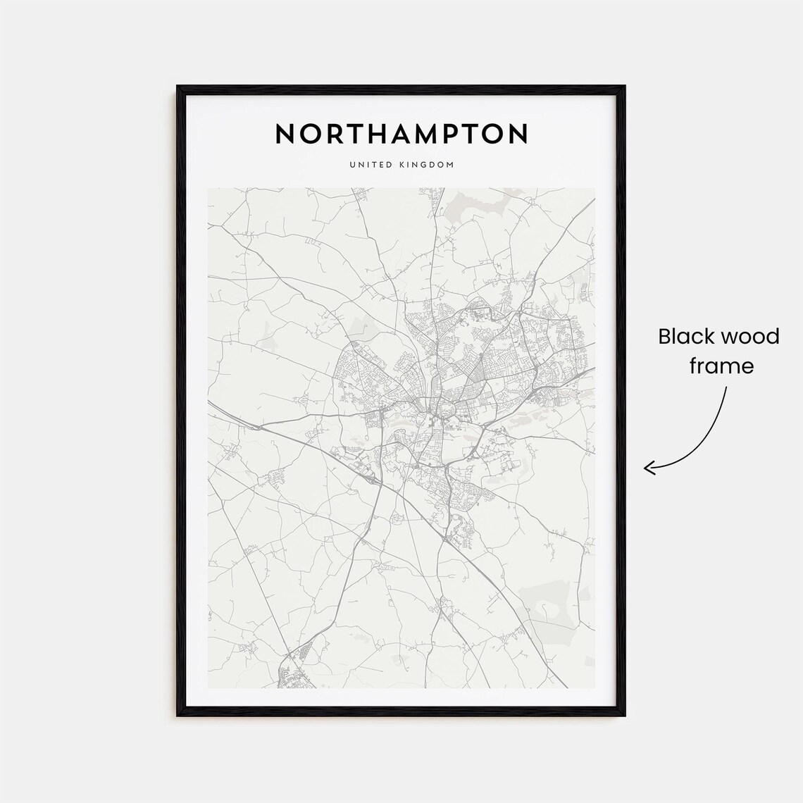 Northampton United Kingdom Street Map Minimalist Modern City Poster - Image 3