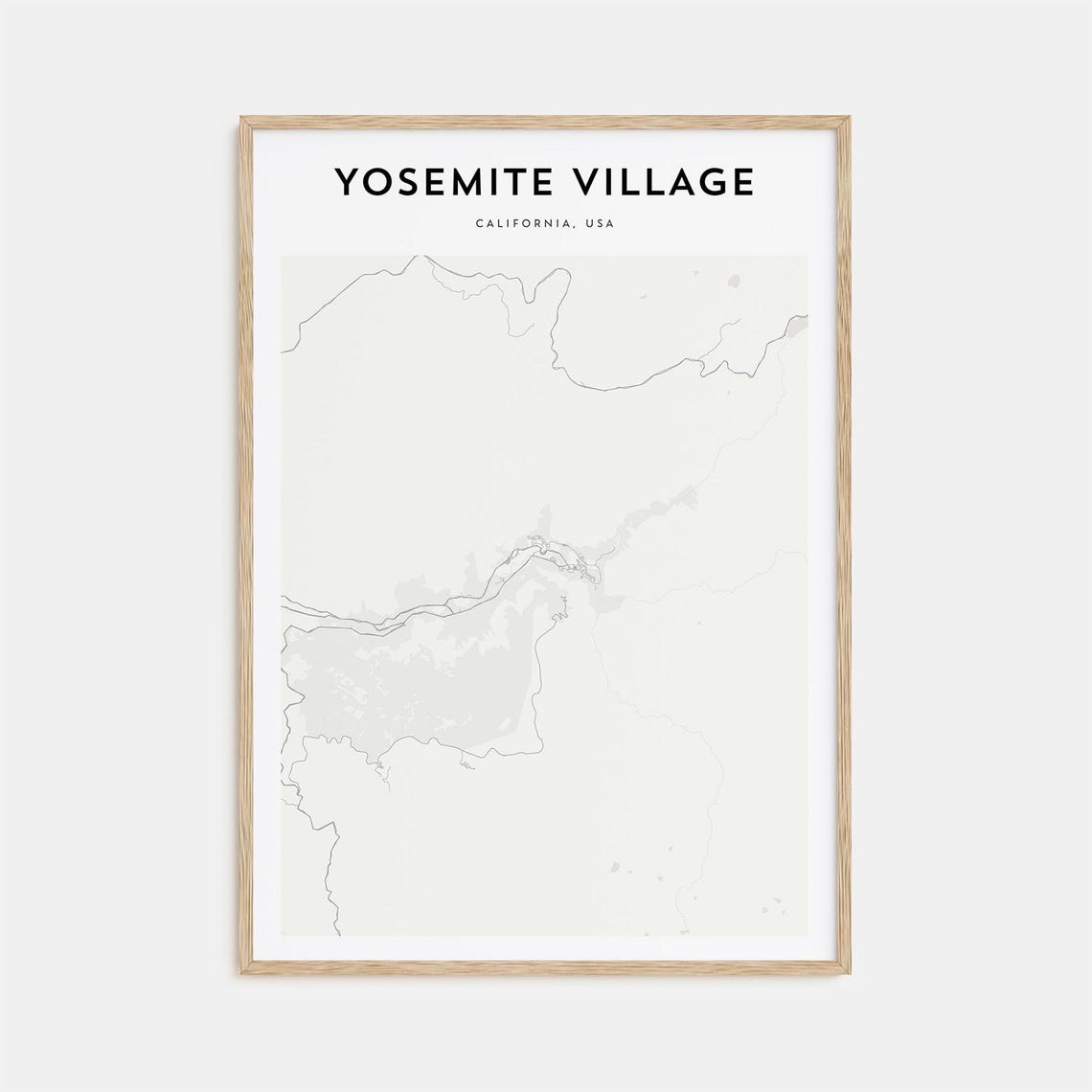 Yosemite Village California Minimal National Park Map Poster
