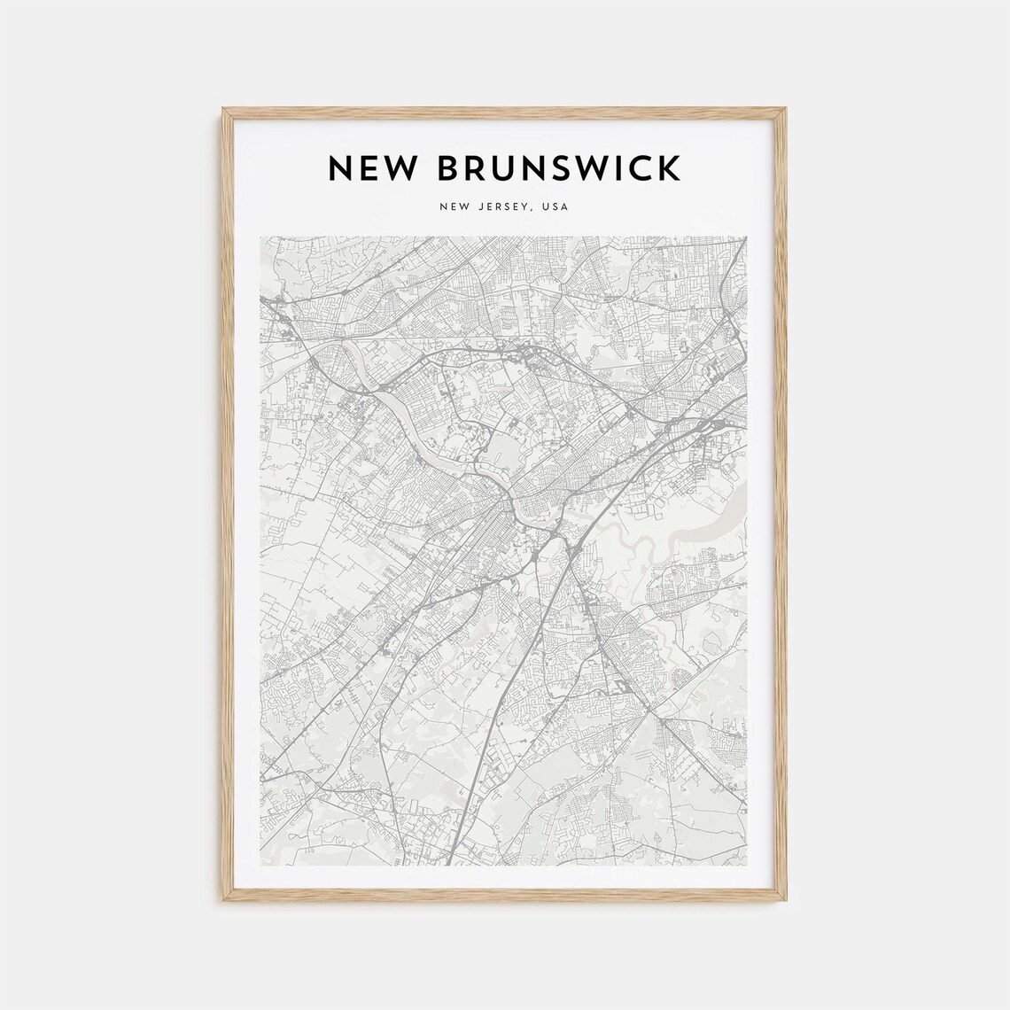 New Brunswick New Jersey Minimalist Street Map College Town Poster