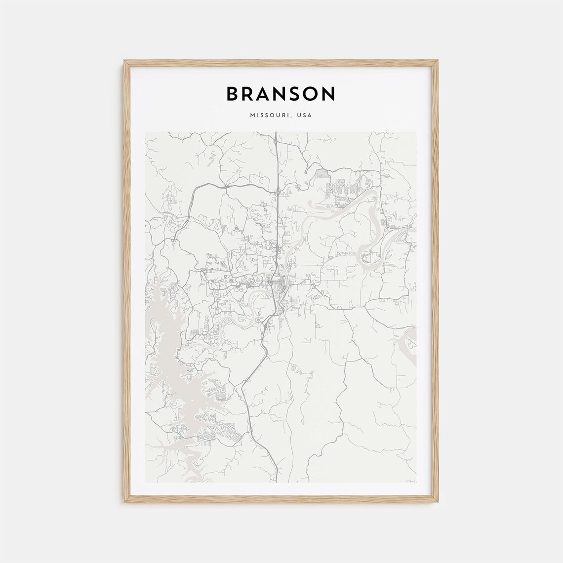Branson Missouri Minimalist Line Map of the Town Street Art Poster