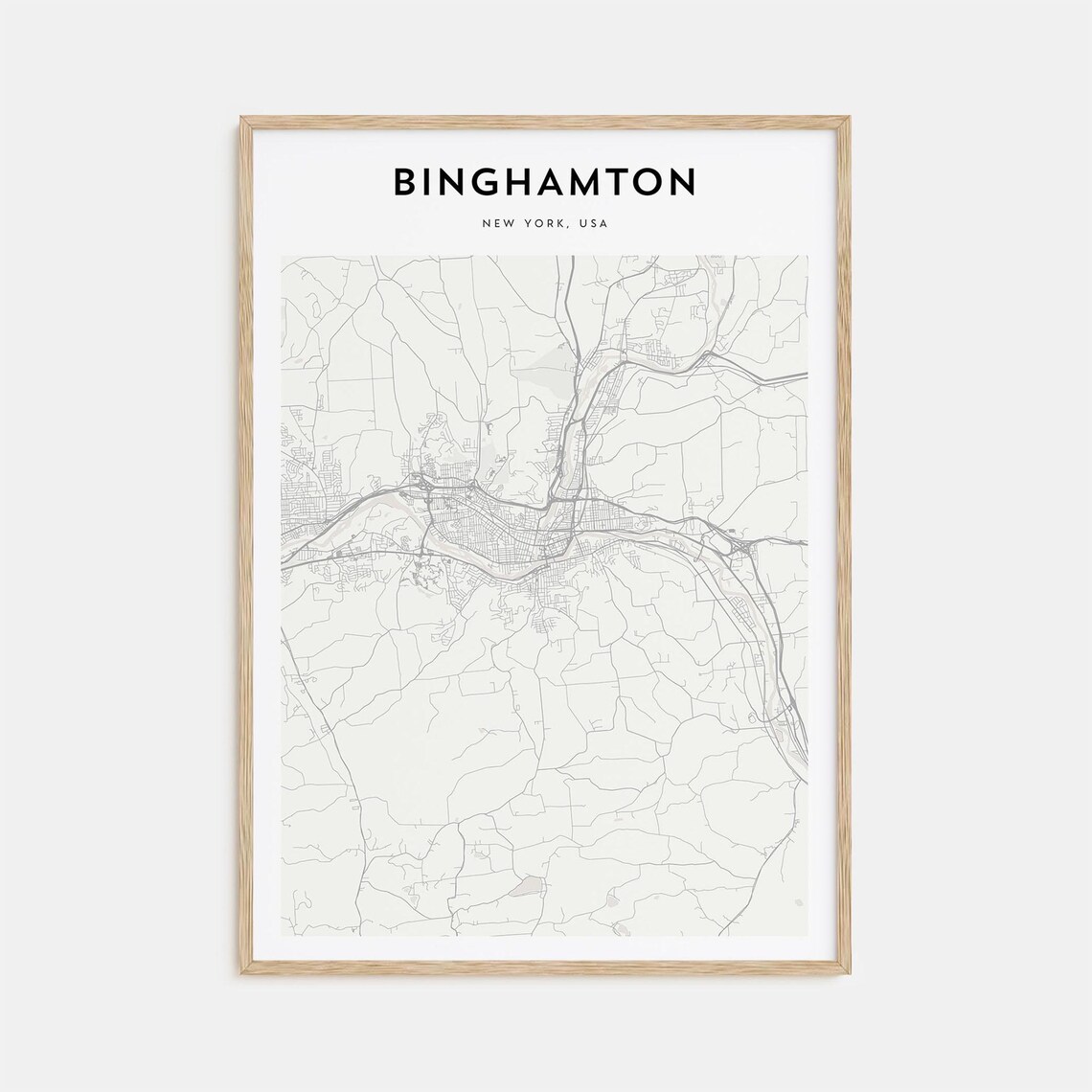 Binghamton New York USA Minimalist City Street Map Art Poster