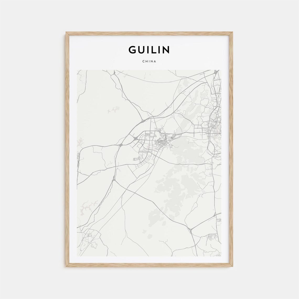 Scenic Guilin China Minimalist City Street Map Wall Decor Poster