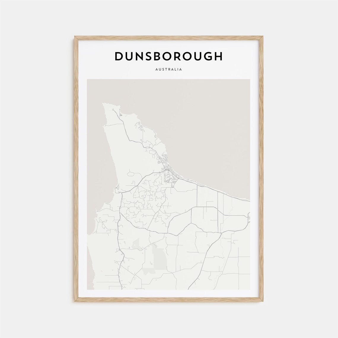 Dunsborough Australia Coastal Minimalist Beige Street Map Poster