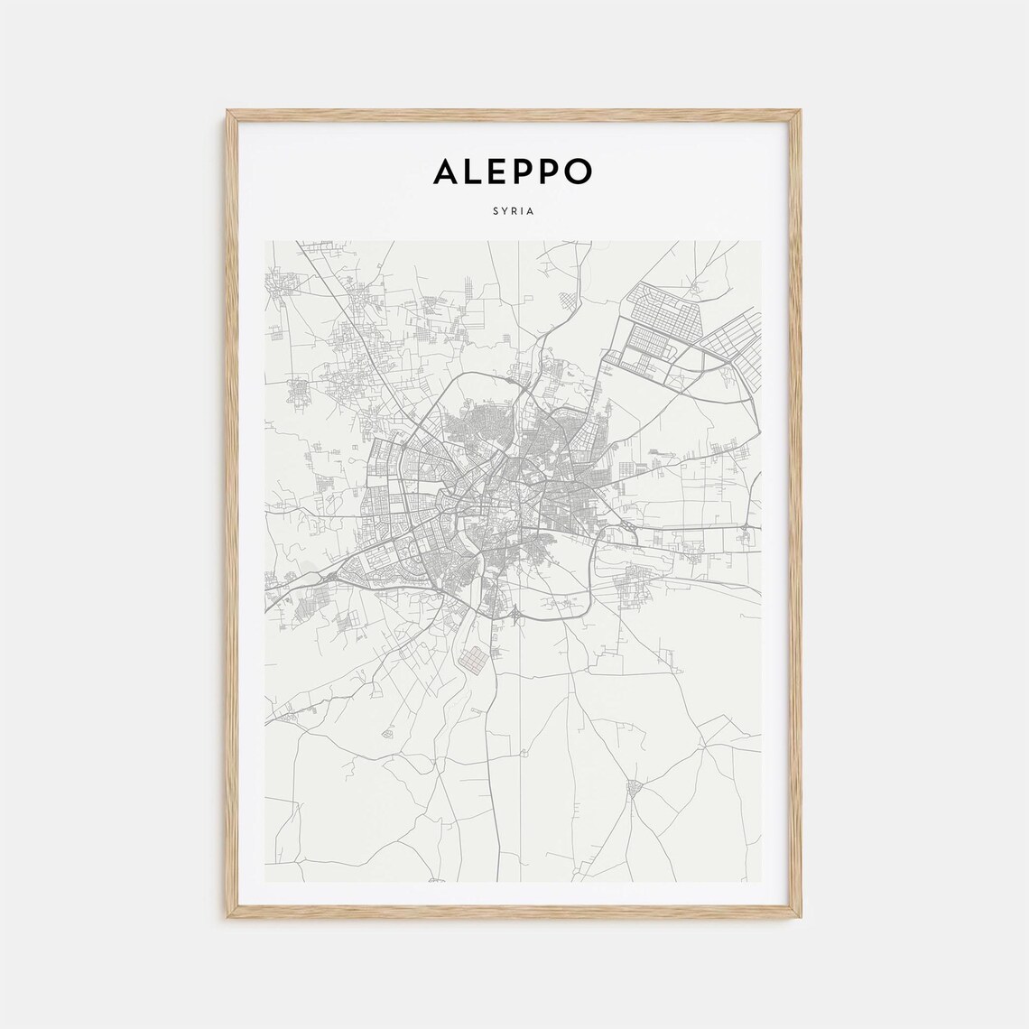 Aleppo Syria Minimalist Detailed City Map Street Grid Art Poster