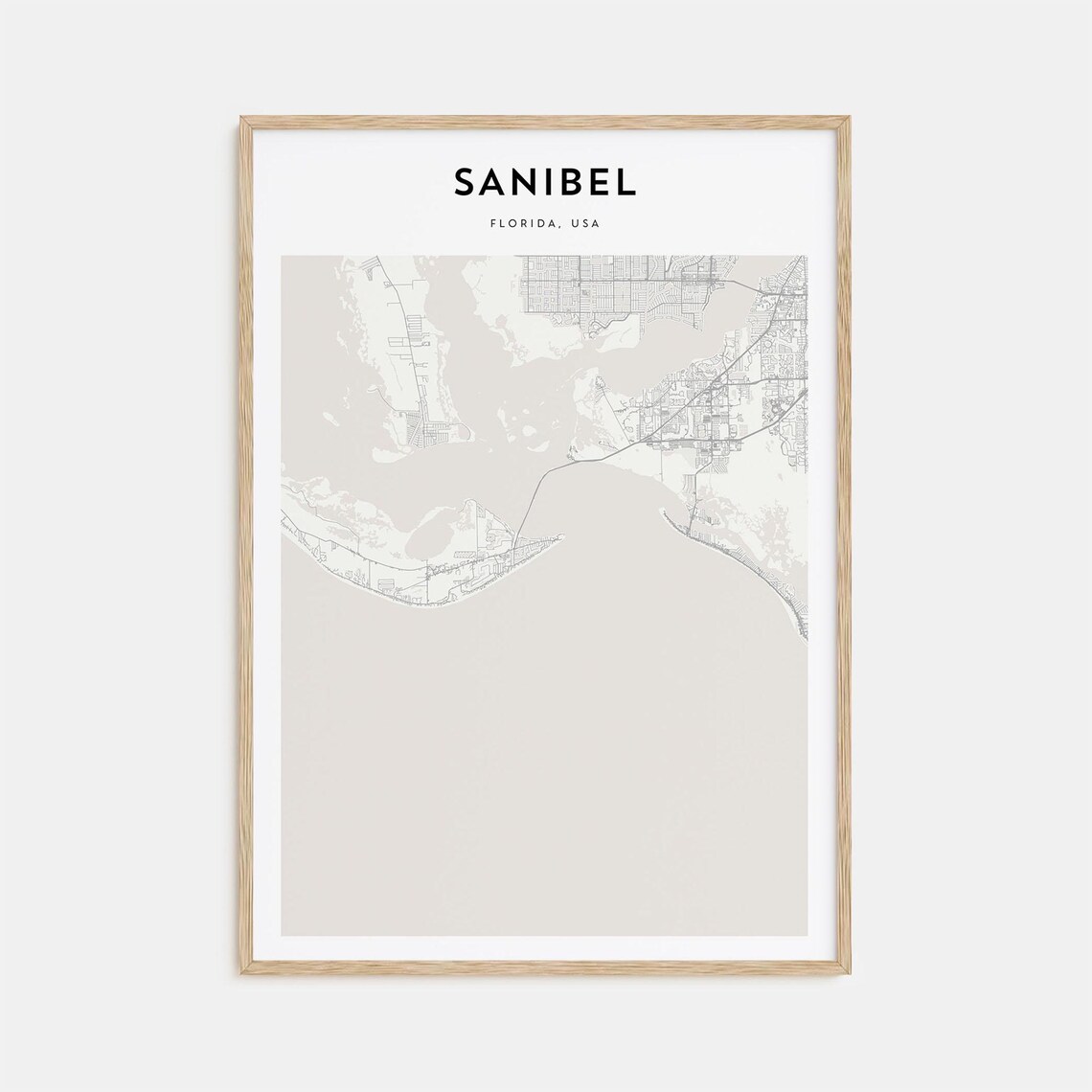 Sanibel Florida USA Scandinavian Minimalist Coastal Map Travel Poster