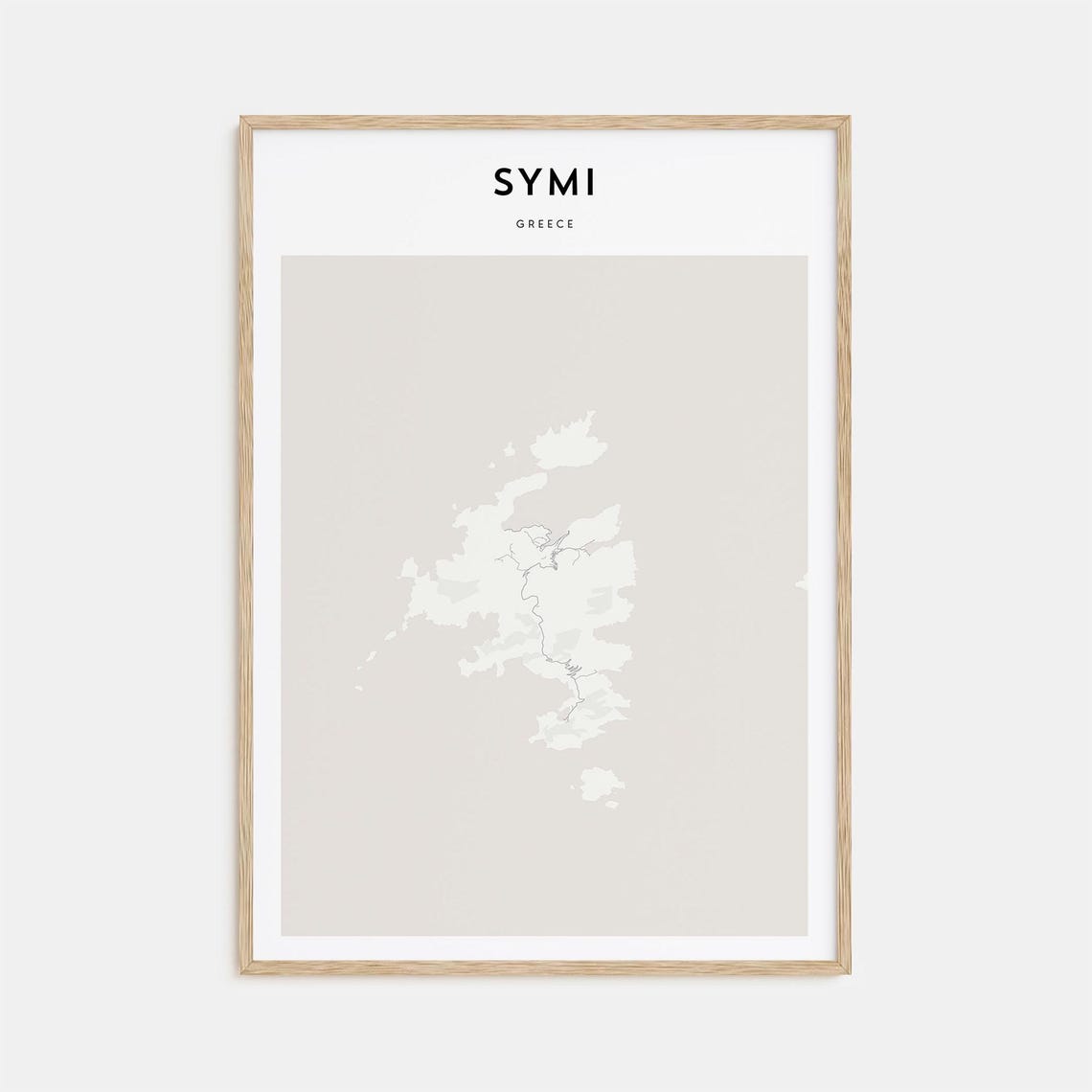 Symi Greece Minimal Elegant Cream Island Map Travel Decor Poster