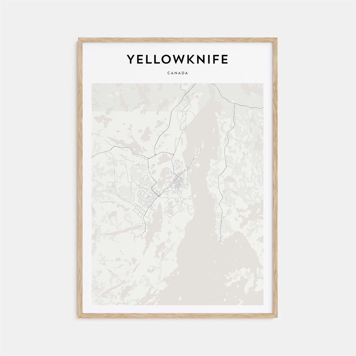 Yellowknife Canada Minimalist Monochrome Street Map Art Poster