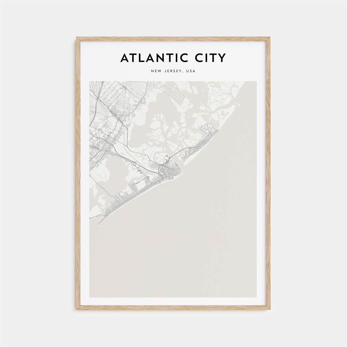 Atlantic City New Jersey Minimalist Detailed City Map Coast Poster