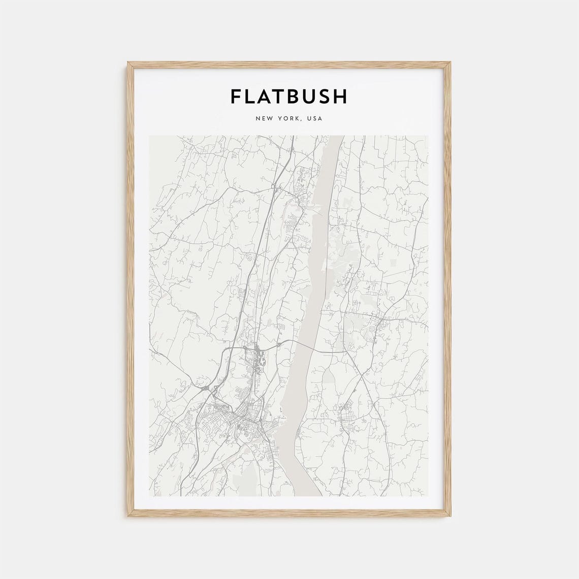 Flatbush New York Minimalist Neighborhood Map Poster Street Art