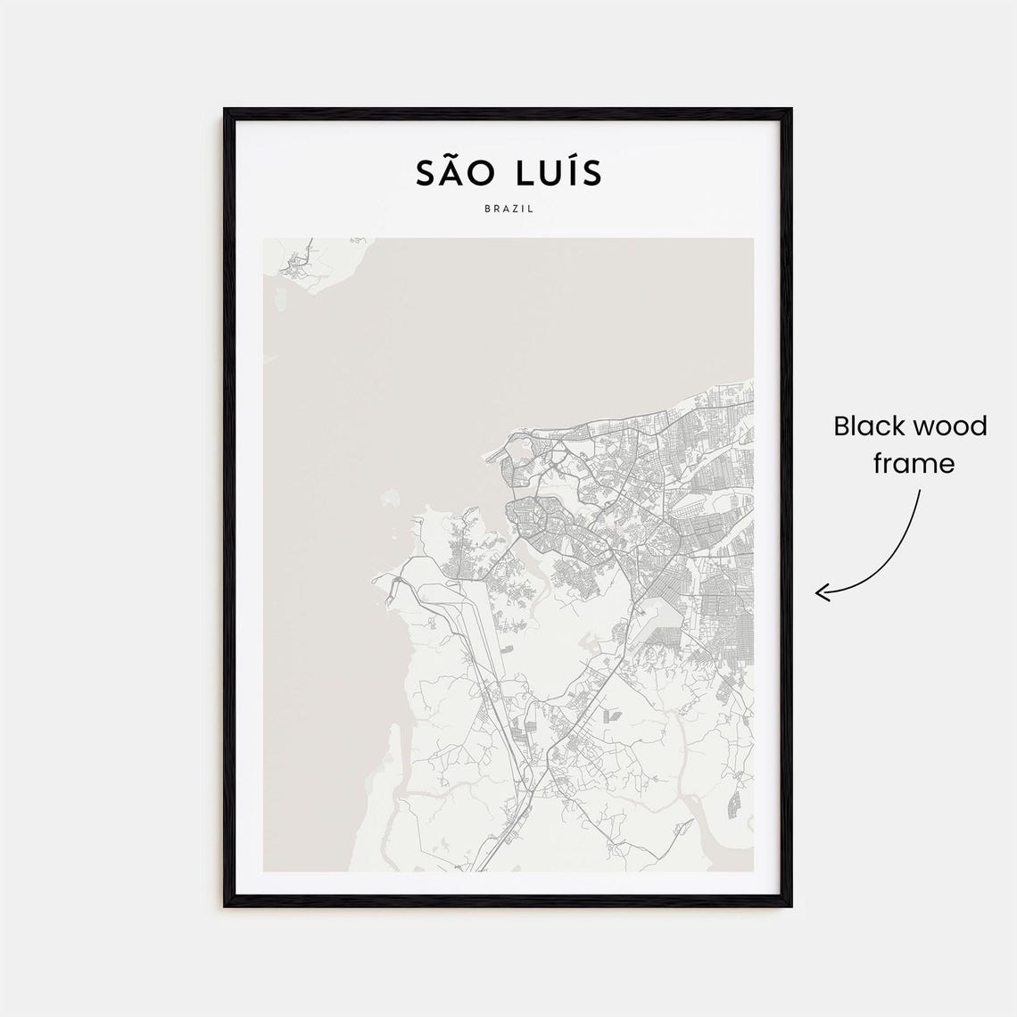 São Luís Brazil Minimalist Monochrome City Map Retro Travel Poster - Image 3