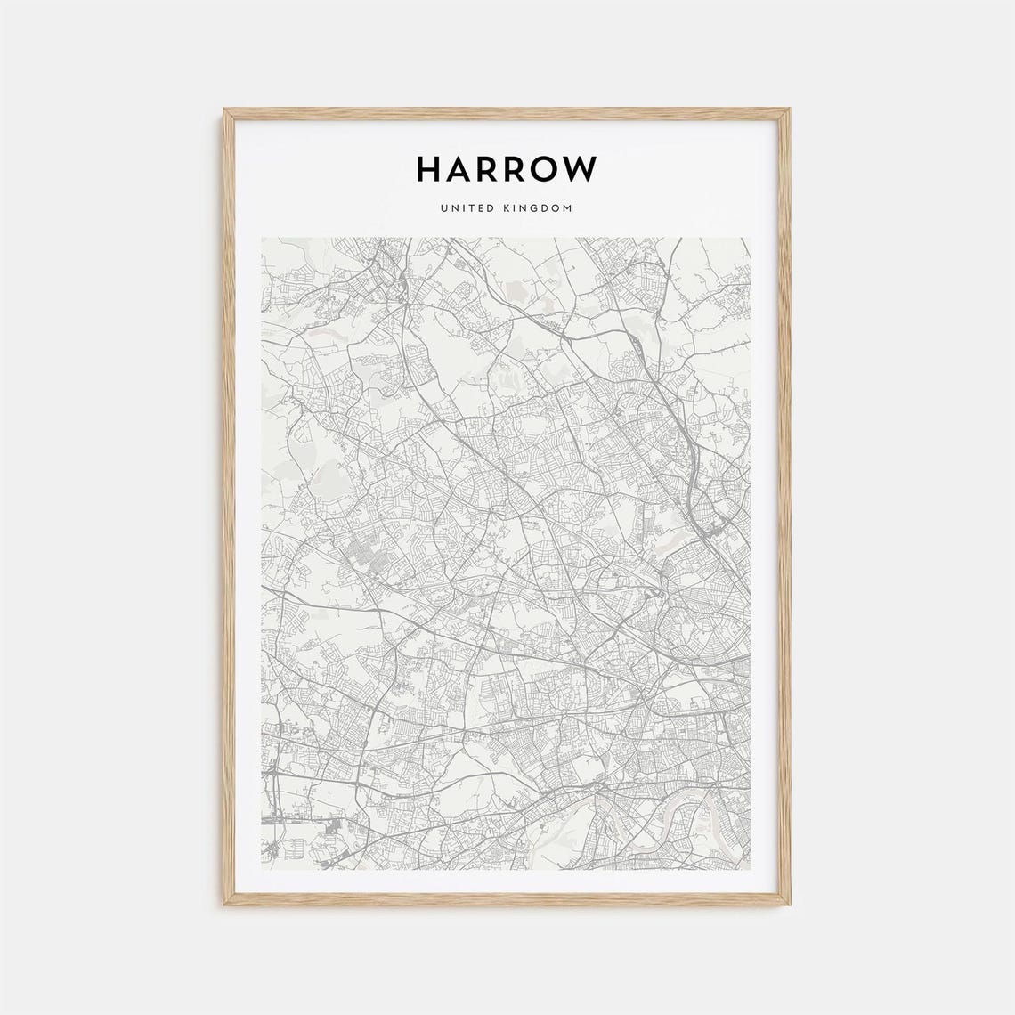 Harrow United Kingdom Minimalist City Map Poster with Bold Type
