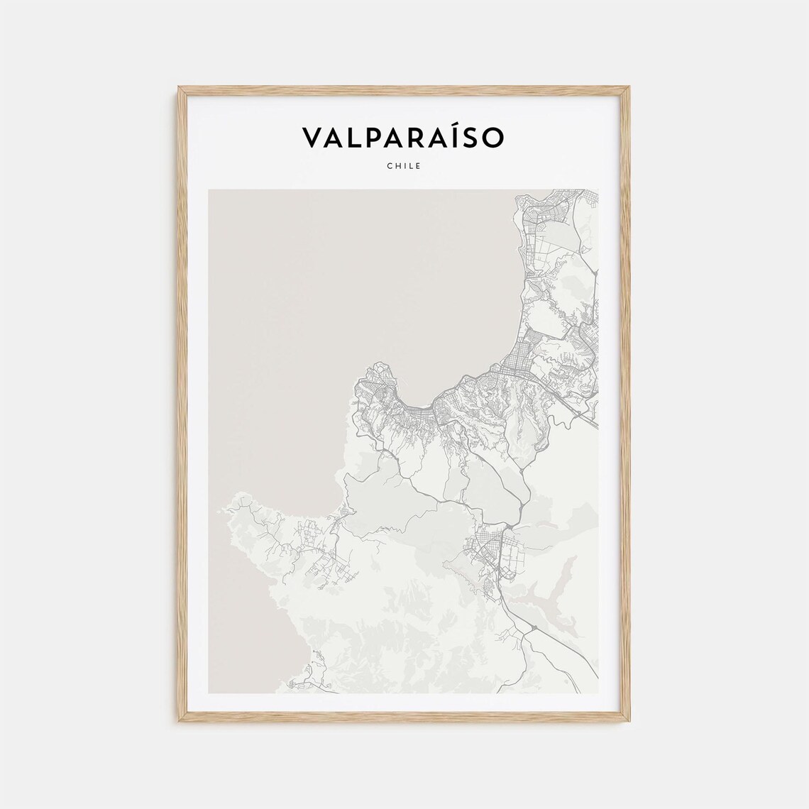 Valparaíso Chile Modern Minimalist City Street Map Travel Poster