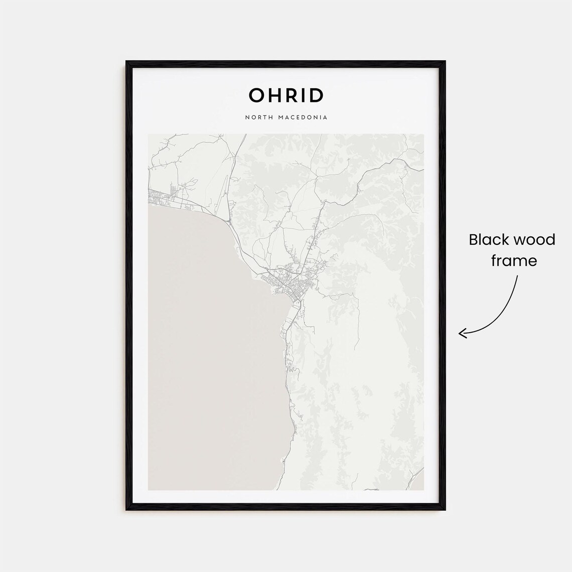 Ohrid North Macedonia Lakeside Minimalist Street Map Travel Art Poster - Image 3