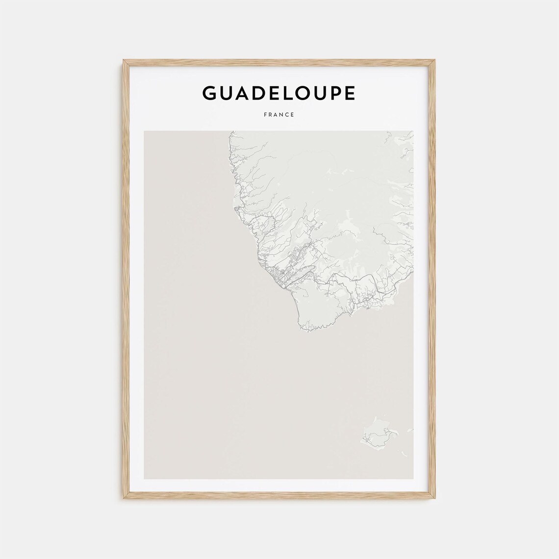 Guadeloupe France Caribbean Minimalist Beige Map Poster Home Art