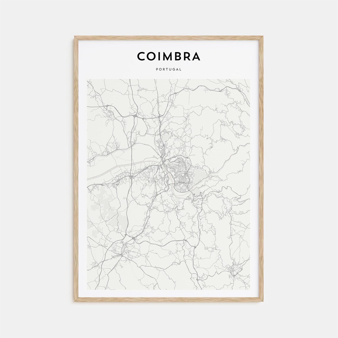 Coimbra Portugal Minimalist City Street Map Travel Art Print