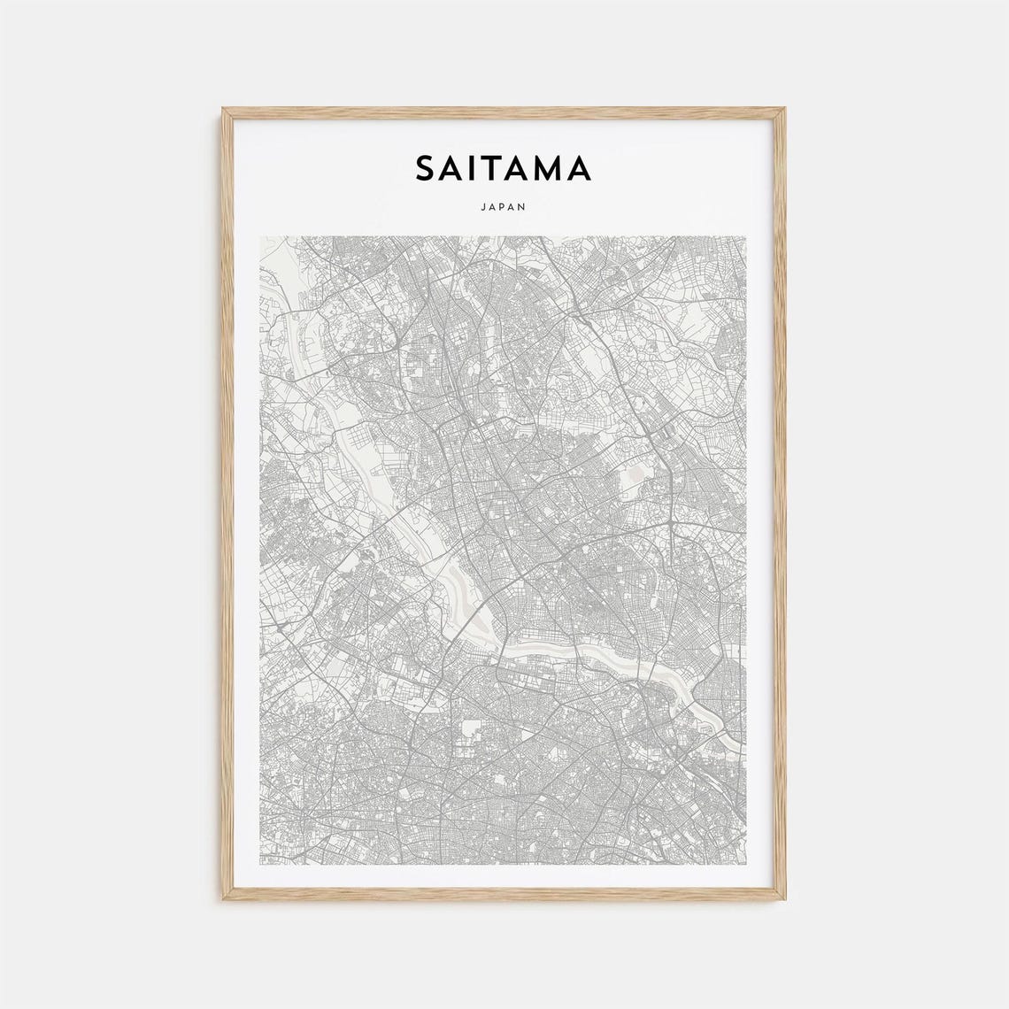 Saitama Japan Minimalist Street Map Modern City Asia Travel Poster