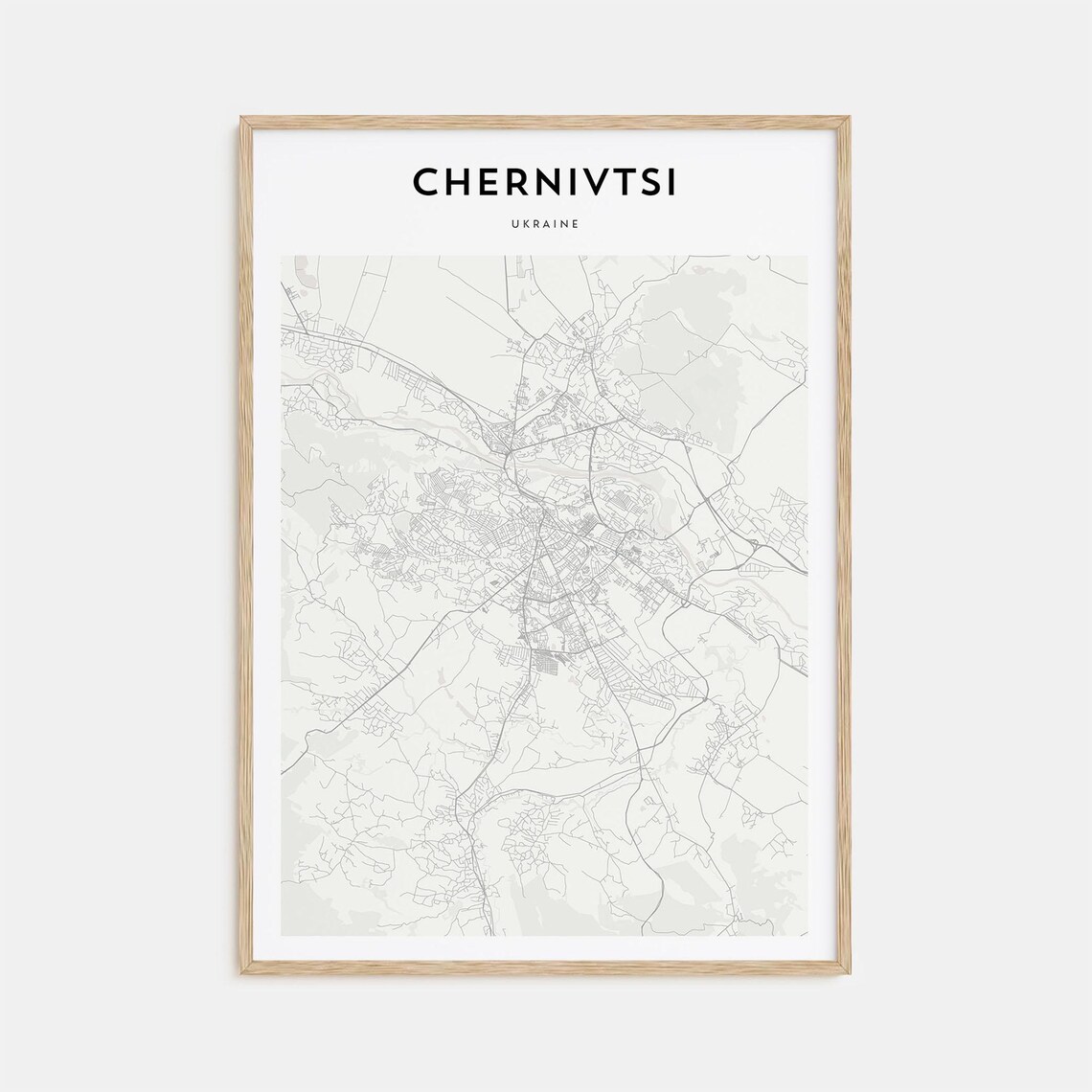 Chernivtsi Ukraine Detailed Minimalist Street Map City Travel Poster