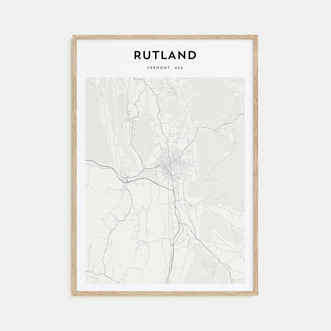 Rutland Vermont Minimalist Street Map Green Mountain City Poster