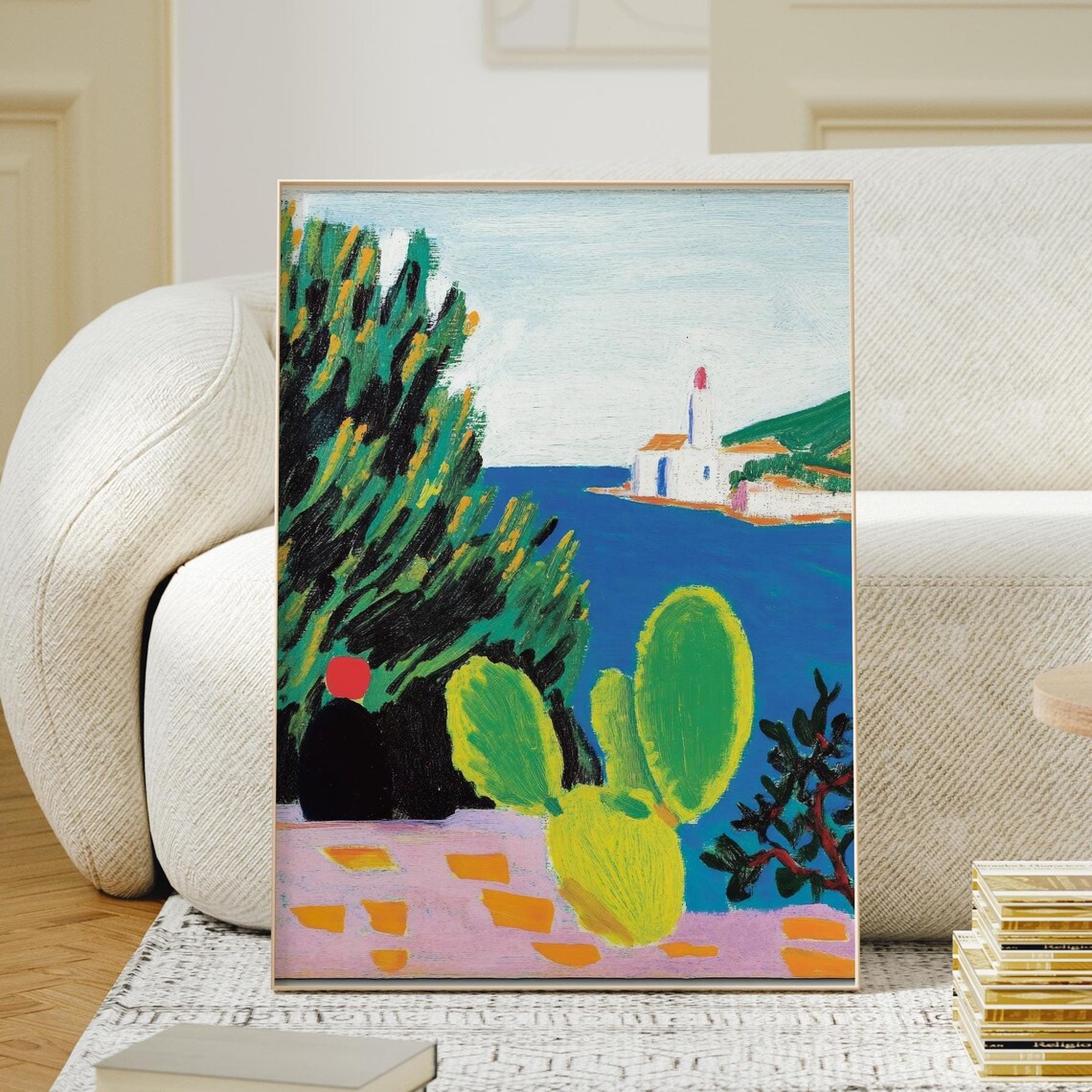 Abstract Greek Island, Boho Minimal Coastal Art Print
