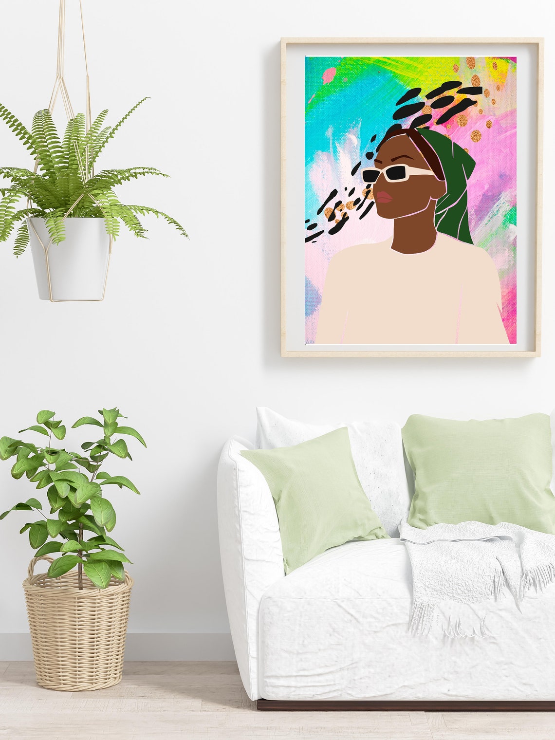 Colorful Abstract Woman Sunglasses Headwrap Modern Art Print - Image 4