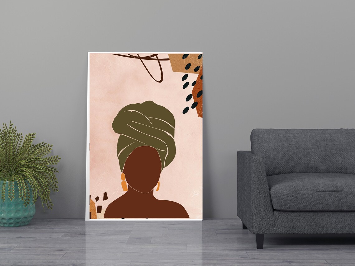 Faceless Wall Art Boho Wall Art Woman Illustration Original Art African Wall Art Instant - Image 4